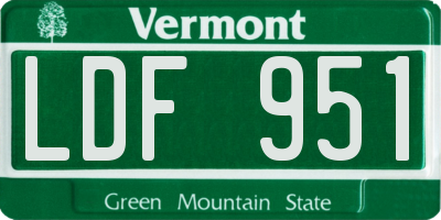 VT license plate LDF951