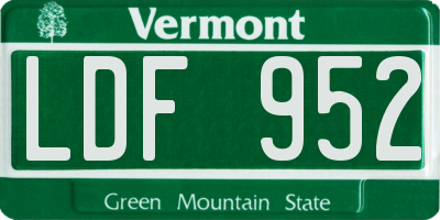 VT license plate LDF952