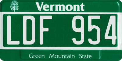 VT license plate LDF954