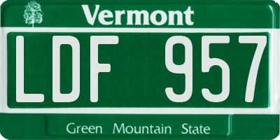 VT license plate LDF957