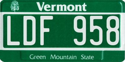VT license plate LDF958
