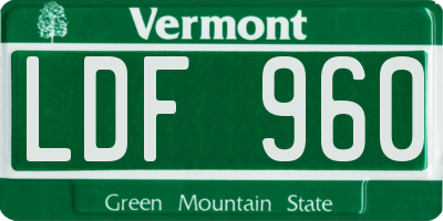 VT license plate LDF960