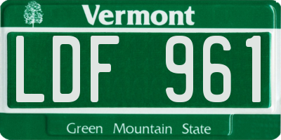 VT license plate LDF961