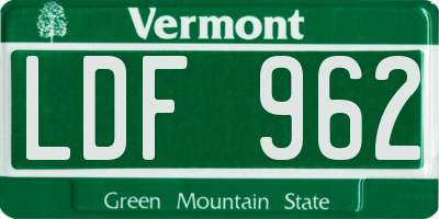 VT license plate LDF962