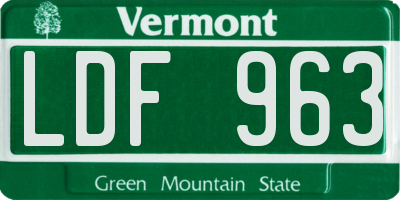 VT license plate LDF963