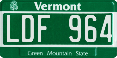 VT license plate LDF964