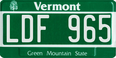 VT license plate LDF965