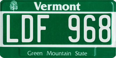 VT license plate LDF968
