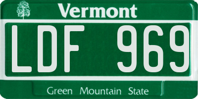 VT license plate LDF969
