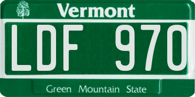 VT license plate LDF970
