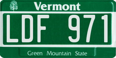 VT license plate LDF971