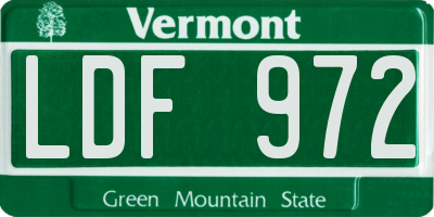VT license plate LDF972