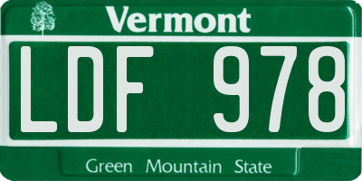 VT license plate LDF978
