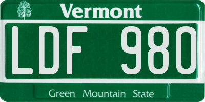 VT license plate LDF980
