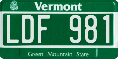 VT license plate LDF981