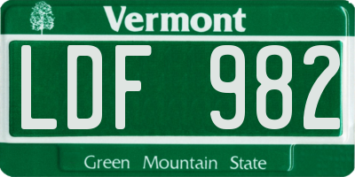 VT license plate LDF982