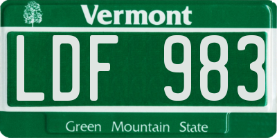 VT license plate LDF983