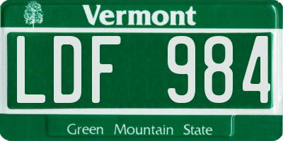 VT license plate LDF984