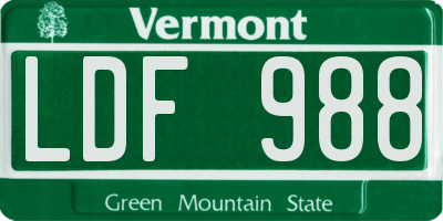 VT license plate LDF988