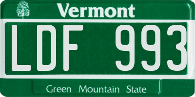 VT license plate LDF993