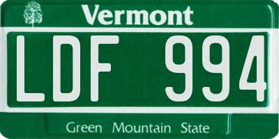 VT license plate LDF994