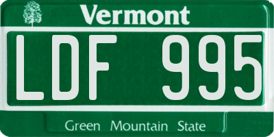 VT license plate LDF995