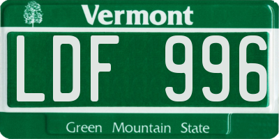 VT license plate LDF996