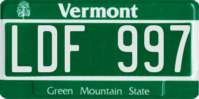 VT license plate LDF997