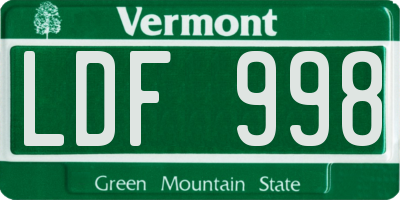 VT license plate LDF998