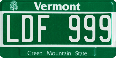 VT license plate LDF999
