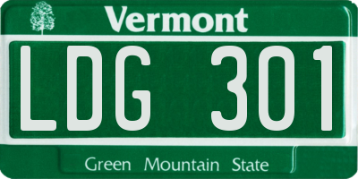VT license plate LDG301