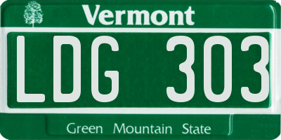 VT license plate LDG303
