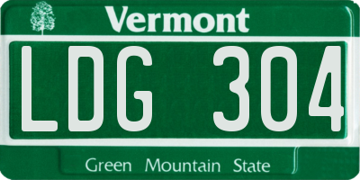 VT license plate LDG304