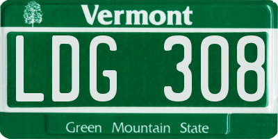 VT license plate LDG308