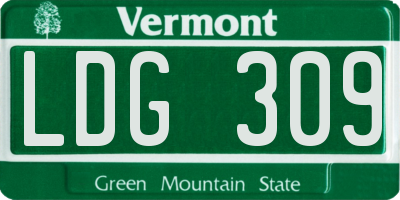 VT license plate LDG309