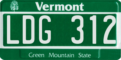 VT license plate LDG312