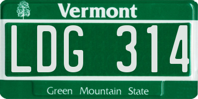 VT license plate LDG314