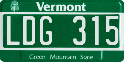 VT license plate LDG315