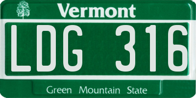 VT license plate LDG316