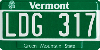 VT license plate LDG317