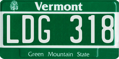 VT license plate LDG318