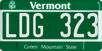 VT license plate LDG323