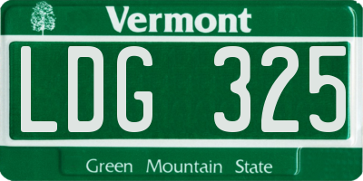 VT license plate LDG325