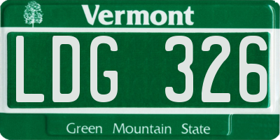 VT license plate LDG326