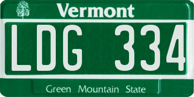 VT license plate LDG334