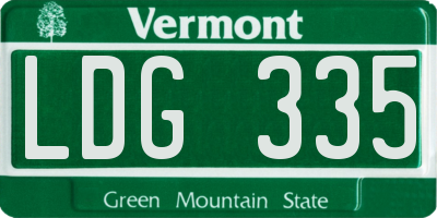 VT license plate LDG335