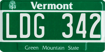 VT license plate LDG342