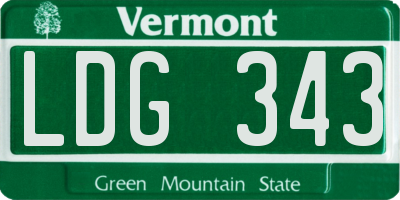 VT license plate LDG343