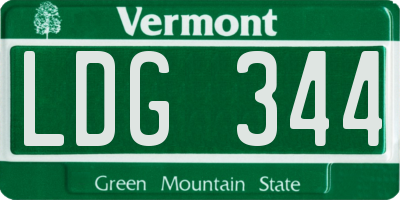 VT license plate LDG344