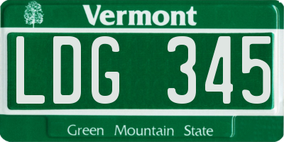 VT license plate LDG345